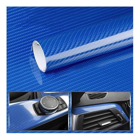 Carbon Vinyl Covering Film 150 x 30 cm Blue Carbon Fibre Adhesive Waterproof Sticker for Car, Motorcycle, Bicycle (1/5)