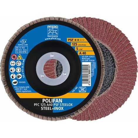 Fächerscheibe POLIFAN A PSF STEELOX D.125mm K.A-60 kon.Stahl/Holz NK PFERD (1/3)