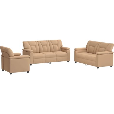 Juego de Sofá 3 pcs Capuchino Cuero sintético vidaXL (1/5)