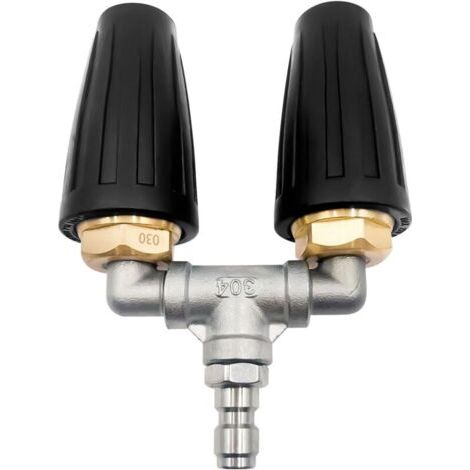 BARKBUSTERS Double buse turbo pour nettoyeur haute pression 4000 psi, embouts de buse de nettoyeur haute pression rotatifs à 360° avec connecteur rapide de 6,35 mm, buse turbo double orifice 3.0, embo (1/4)