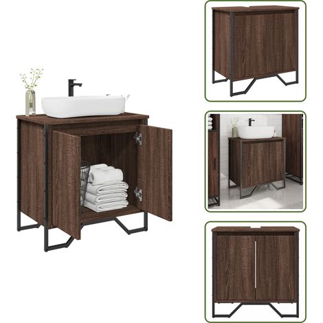 Armadio in legno - vidaXL Mobile Lavabo Bagno Rovere Marrone 60x35x60cm in Truciolato - Armadio in truciolato
