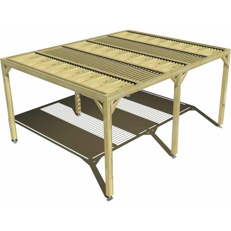 Pergola bois • 5m x 4m • indépendante • sens profondeur • lames orientables bioclimatiques incluses • livraison comprise (1/3)
