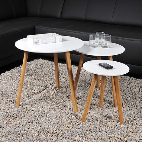 3er-Set Couchtische VENUS / Weiß/ (1/3)