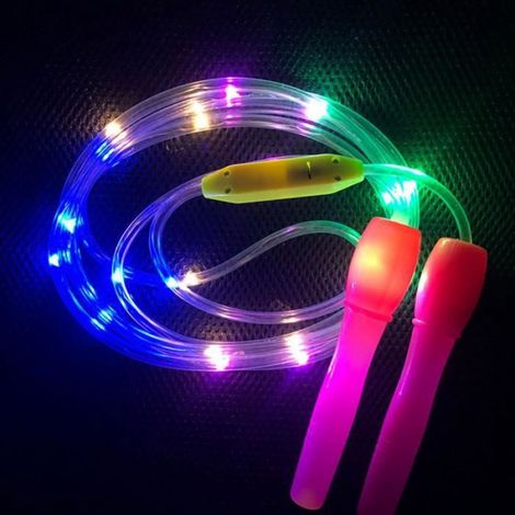 Corde à sauter lumineuse Corde à sauter de couleur aléatoire qui brille dans la nuit, sport poids Couleur aléatoire (1/4)