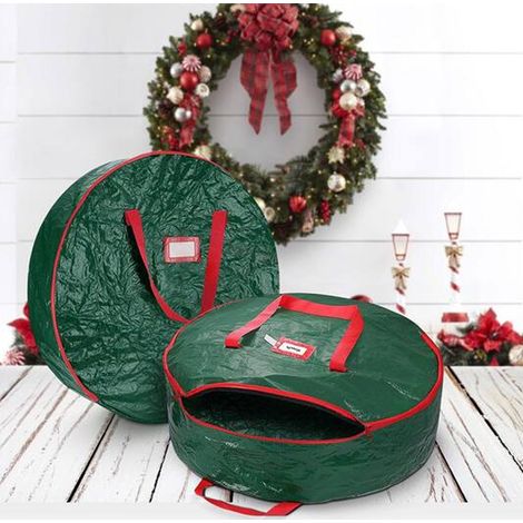 Sac de Rangement Saisonnier pour Couronne Fleurs ou Noël Housse Protection en Zip et Poignées 2Grand 90x20cm Tissu (1/5)