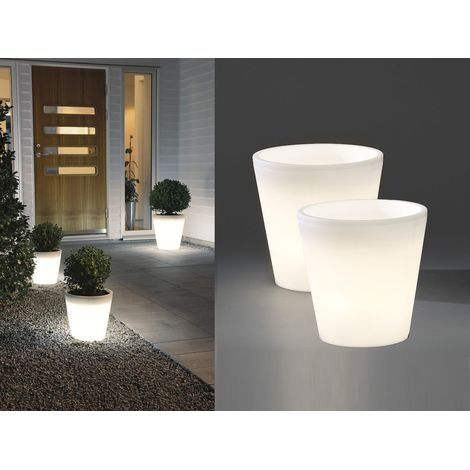 Beleuchteter Pflanzkübel Outdoor 2er Set LED Blumentopf Ø 28cm Terrassenleuchten