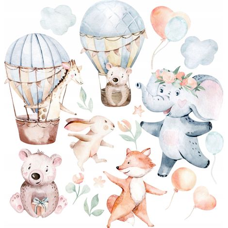 Adesivo decorativo per bambini - Animali nei palloncini S (1/5)