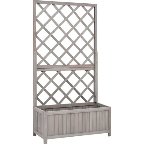 Bac à fleurs,Jardinière à treillis de jardin Gris 70x30x135 cm Bois de sapin -45196 (1/5)