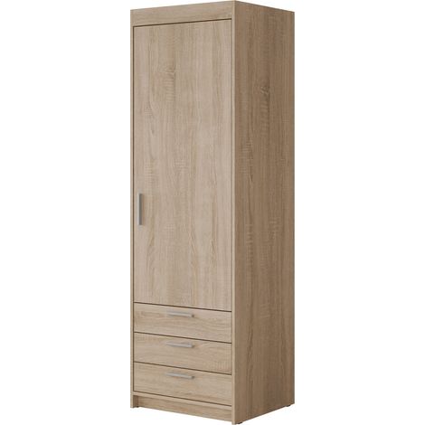 Estantería Novduni 110, Roble Sonoma, Con puertas, Cerrable, Con cajones, Aglomerado laminado, Número de puertas: 0, Número de cajones: 0, 191x60x53cm