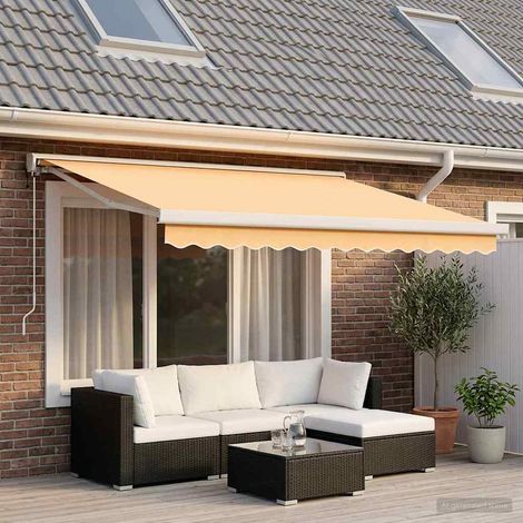 vidaXL Auvent rétractable Sable 300 x 250 cm Tissu et Métal (1/5)