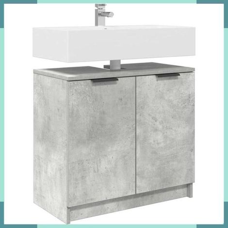 880740 Cabinet de salle de bain Gris béton 64,5 x 33,5 x 59 cm (1/5)