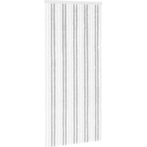Rideaux anti-insectes en chenille gris clair et blanche (1/5)