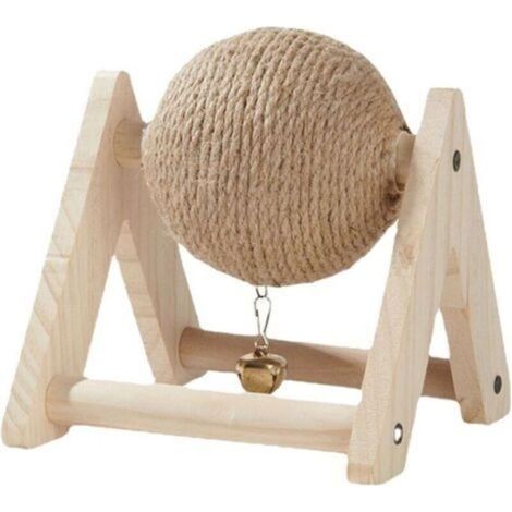Jouets pour Animaux, Lapin Sisal Griffe Balle Lapin Grattoir avec Boule Canapé Protecteur Support en Bois Portable avec Cloche Lapin Scratch Jouet Balle pour Chats, Chinchillas (1/4)