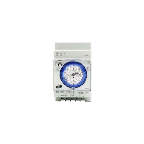 Interruptor horario mecánico bidireccional de 24 horas, montaje en carril DIN, con reserva de potencia, SUL 181d, 110-230V - Crezuo