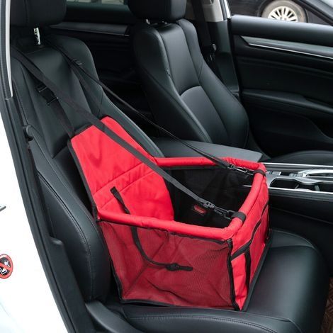Siège d'appoint de Voiture pour Les Chiens ou Chats, Sac Transport Chien Voiture Housse de rehausseur en Tissu Oxford étanche avec Ceinture de sécurité de Voyage pour chinots (Rouge) (1/5)