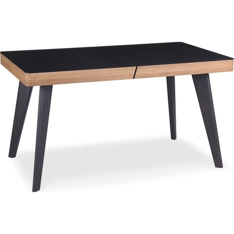Table basse en bois Darcy avec plateau en Verre Noir (1/2)