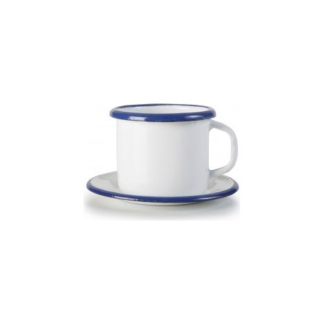 TAZA + PLATILLO BLANCA 5CM ACERO