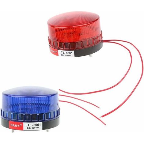 220V 72mm LED-Warnleuchte – 2 Stück, rot/blau, wasserdicht, ABS+PC – Signalleuchte für Fahrzeugwerkstatt