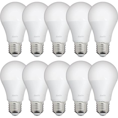 Lot de 10 Ampoules LED A60, culot E27, 9W cons. (60W eq.), lumière Blanc Chaud (1/5)
