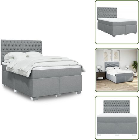Colchón ensacado - vidaXL Cama box spring con colchón tela gris claro 140x190 cm - Cama de muelles
