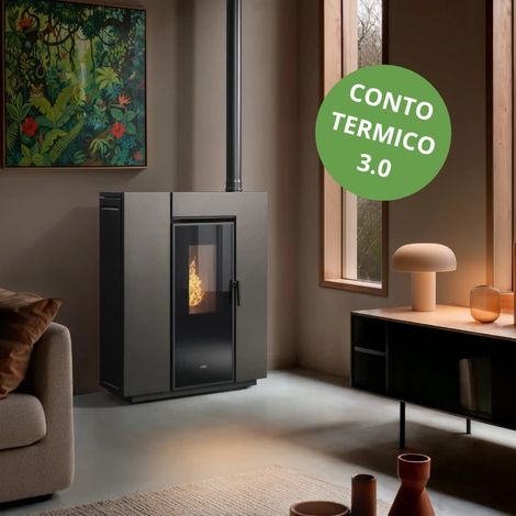 Stufa a pellet slim nera Klover Klin 80s da 8,2 kW con wifi (1/5)