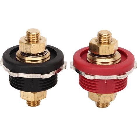 Borne de Batterie à Travers le Panneau, Jonction de Goujon de Batterie Noire et Rouge Universelle Pratique 2 Pièces 3/8 Pouces sans Danger pour Bateau pour Camping-car pour Voiture. (1/5)