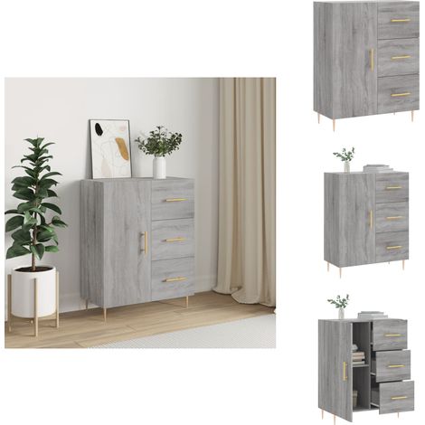 Sideboard Grau Sonoma 69,5x34x90 cm Holzwerkstoff - Schreibtisch - Wohnzimmermöbel - Sideboard - Regal - Grau (1/5)