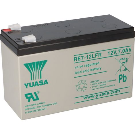 Yuasa Blei-Akku RE7-12FR Pb 12V / 7Ah 6-9 Jahresbatterie, Faston 4,8 (1/5)