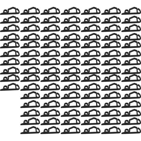 Lot de 100 clips de drainage pour guirlandes lumineuses de Noël, réutilisables, étanches et résistants au gel, en plastique, crochets pour guirlandes lumineuses, adaptés aux fêtes et aux bureaux, noir