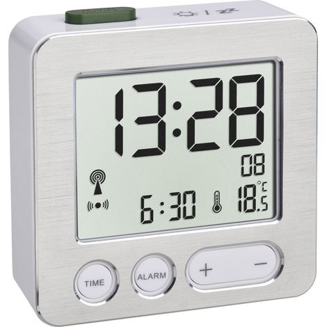 TFA Dostmann 60.2545.54 Funk Wecker Silber, Aluminium (gebürstet) Alarmzeiten 1