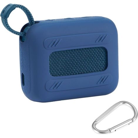 JBL Go 4 Wasserdichte Silikon-Schutzhülle für Bluetooth-Lautsprecher, Tragbare Silikon-Reisehülle mit Kfz-Adapter, Schutzhülle (Blau) (1/4)