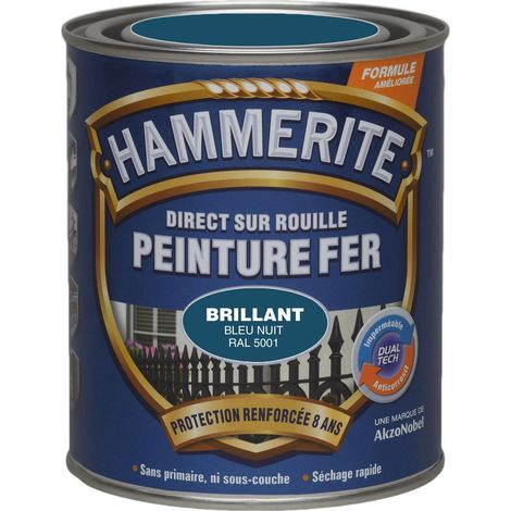 Peinture Direct Sur Rouille Laqué Bleu Nuit 0,75 L - RAL 5001 - Hammerite