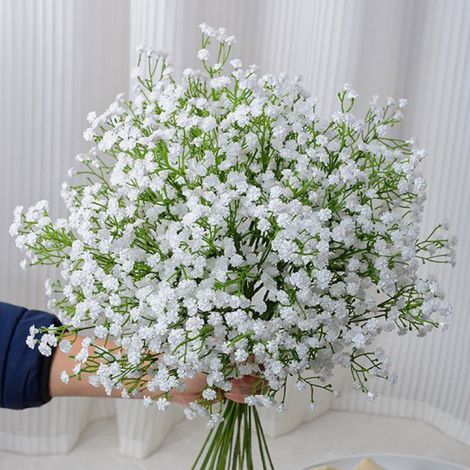 20 pièces de gypsophile artificielle - Bouquet de gypsophile artificielle Real Touch - Composition florale à faire soi-même pour centres de table et décorations de mariage (1/5)