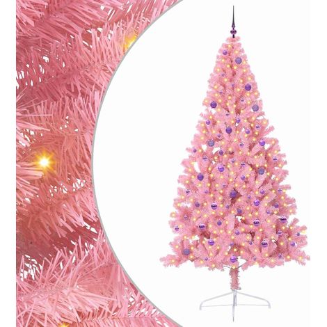 Sapin de Noël，Arbre de Noël artificiel pré-éclairé Rose 240 cm PVC CFW32187 (1/5)
