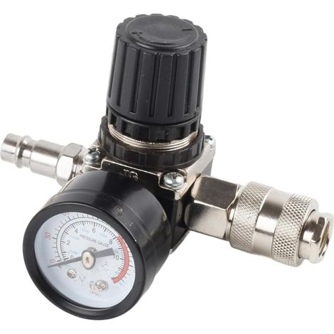 Valve de régulation pression 140 psi, compresseur d'air carré réducteur avec connecteur européen manomètre en fer - (1/5)