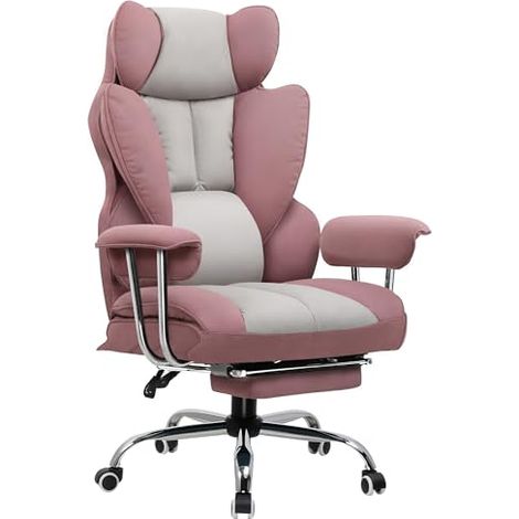 GTPLAYER Chaise Gaming, Fauteuil Gaming, Chaise de Bureau Ergonomique, Siège de Bureau Réglable, Hauteur d'assise réglable, avec Repose-Pieds Télescopique, Chaise pivotante, poudré (1/5)