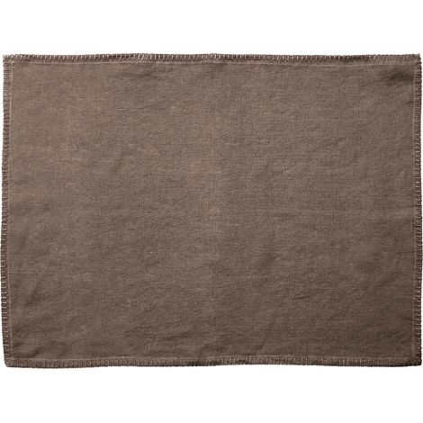 Ensemble de 6 sets de table en lin lavé Romance - Tabac