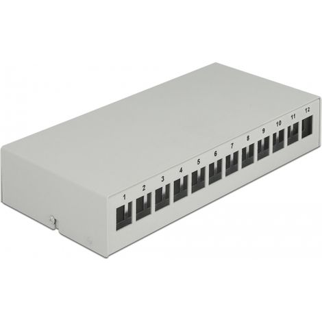 Delock Panel de conexiones Keystone de 12 puertos gris