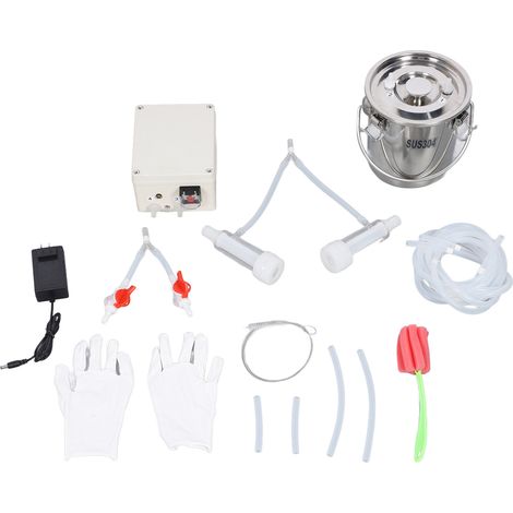 Machine à traire les chèvres, seau 3L en acier inoxydable 304, batterie 3000mAh, trayeuse caprine pour ferme, prise US 100-240V (1/5)
