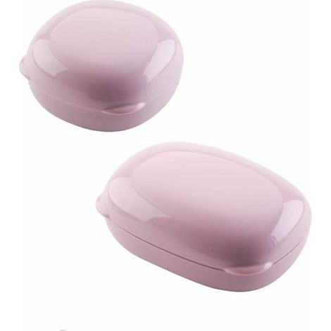Ensemble porte-savon de voyage deux pièces, porte-savon de voyage en plastique (rose) (1/5)