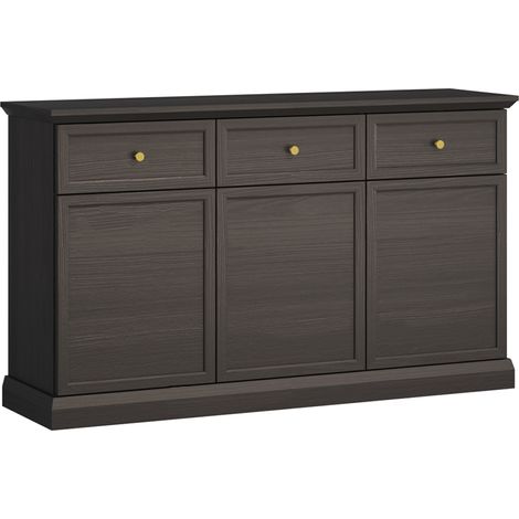 Buffet Toja mit 3 Schubladen und 3 Türen, Anthrazitfarbenes Holzoptik, 145.7cm