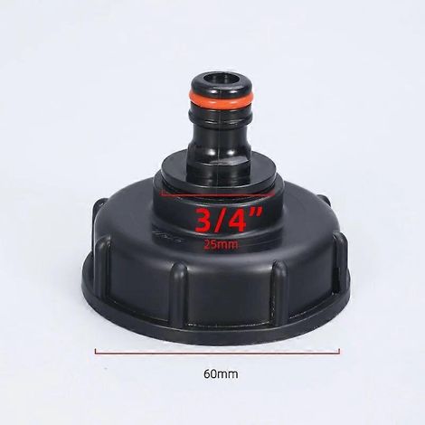 Robinet pour réservoir IBC en plastique fileté 1/2 pouce S60x6, adaptateur 15 mm, raccord de tuyau d'arrosage avec vanne d'arrêt, raccords pour réservoir d'eau 4 (1/5)