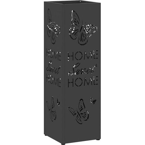 Porte-parapluie avec fonction de rangement, noir, 15,5 x 15,5 x 49 cm, en métal. (1/5)