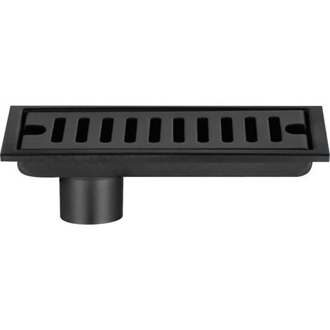 Rectangular Floor Drain Plug, Black Stainless Steel, 20x10cm, with Double Filter for Toilet, Bathroom, Kitchen, Balcony