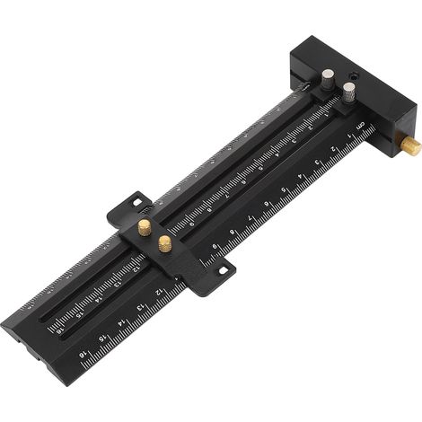 Règle en T en alliage d'aluminium avec double pointe pour traçage parallèle vertical bois 16 cm noire (1/5)