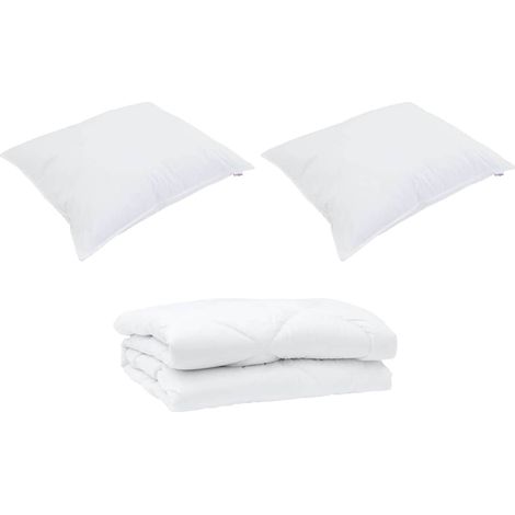 Duvet d'été simple avec oreiller 3 pcs,Couette Blanc Microfibre CFW96240 (1/5)