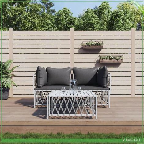 Salon de jardin - FAFEICY - 3186814 - 3 pièces modulable - blanc - structure acier (1/5)