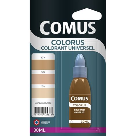 Comus – Colorant universel Sienne naturel 30ml – Pour peinture à l'eau et solvantée – Ne modifie pas l'aspect – Fabrication française