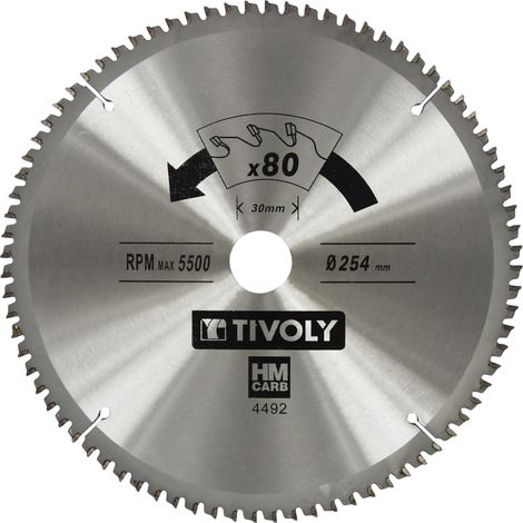 Tivoly • Lame de Scie Circulaire • Ø254mm • 80 Dents en Carbure • Excellente Finition • Pour Découpe Multi-Matériaux