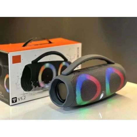 Enceinte Bluetooth portable étanche 100 W (grise) avec éclairage RGB multicolore et caisson de basses stéréo sans fil